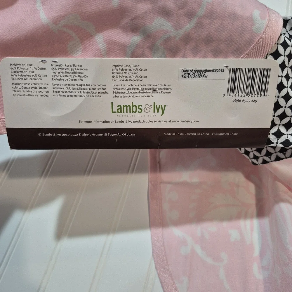 Lambs & Ivy Duchess Valance Baby Girl Nursery Pink Black White 53.5 X15
